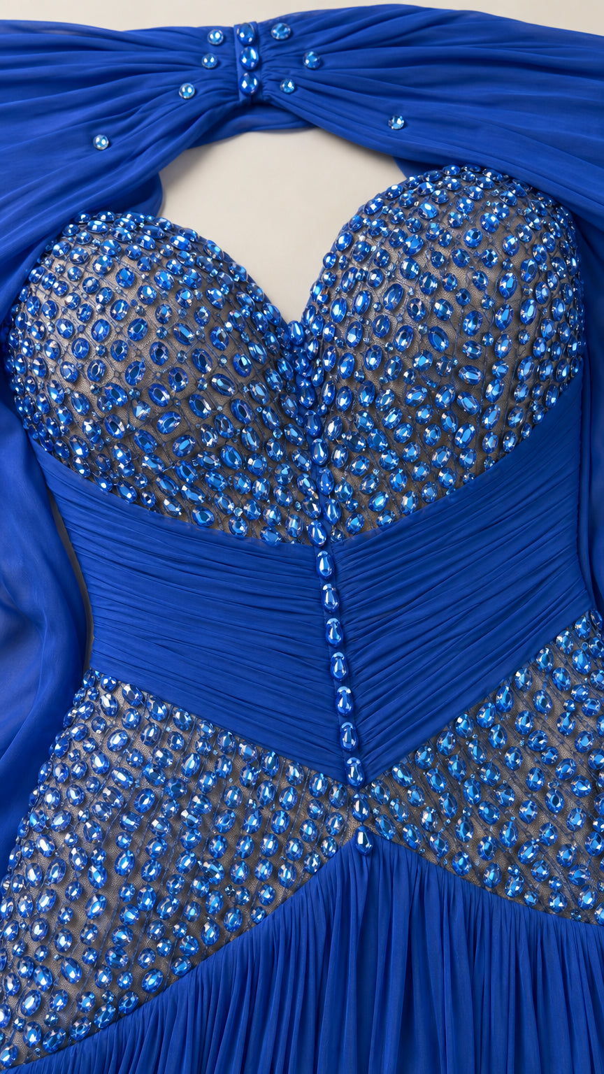 Close-up of crystal embellished sweetheart bodice