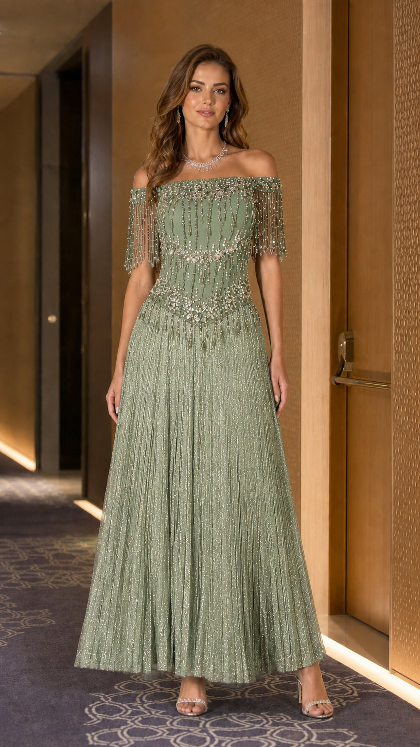Front view in sage green color variant