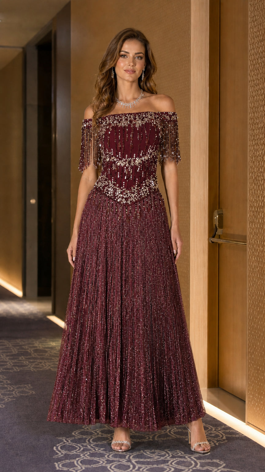 Front view in burgundy color variant