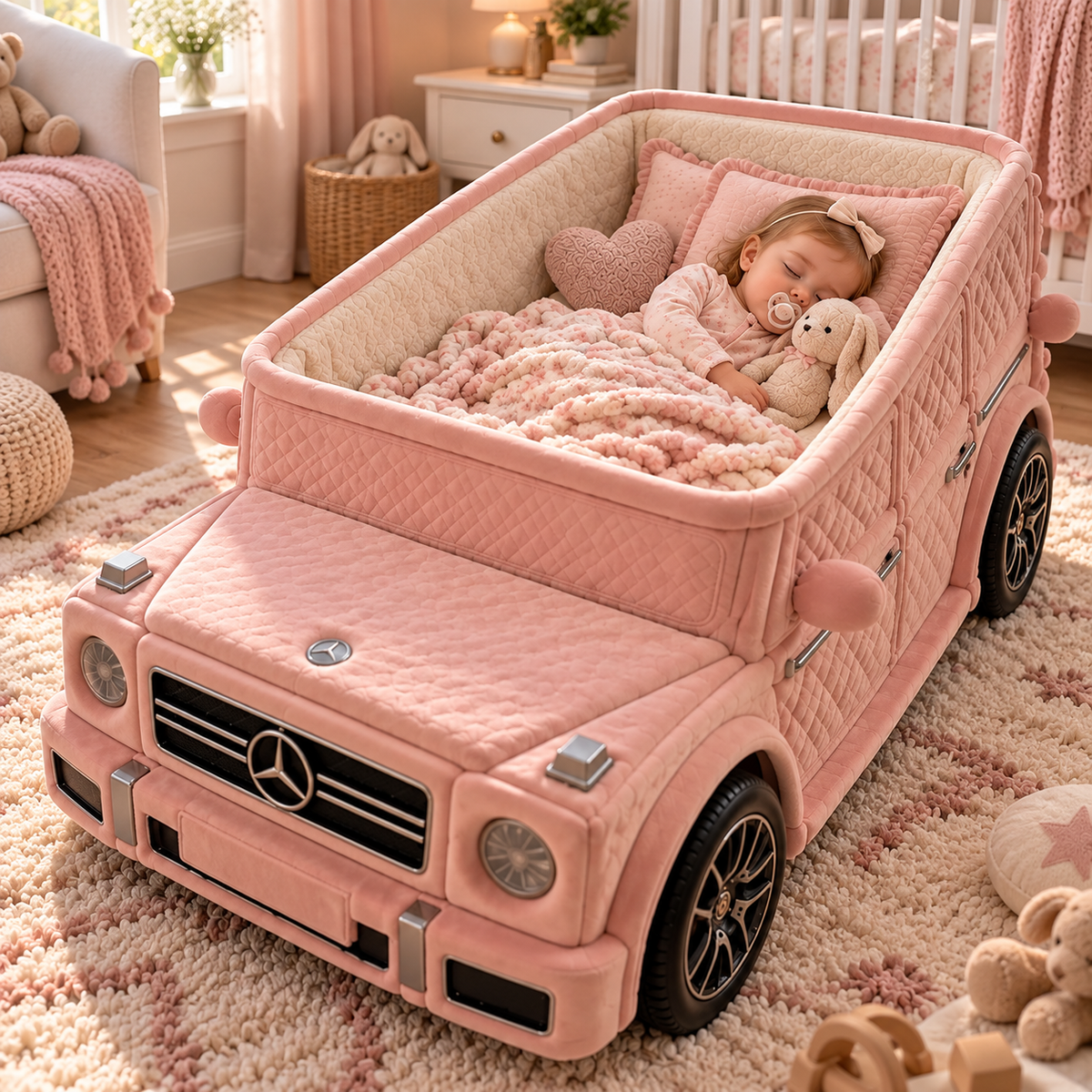 👶 Dream Ride Baby Lounger Bed 🏎️ Cozy Car-Shaped Plush Nursery Nest