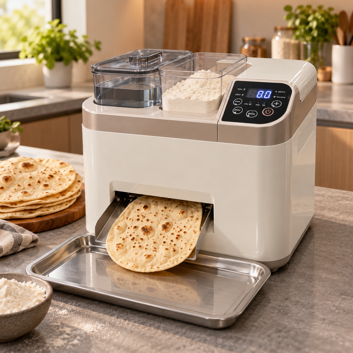 🎃 Automatic Flatbread Maker 🥙 One-Touch Homemade Tortilla, Roti, Pita & Wrap Machine