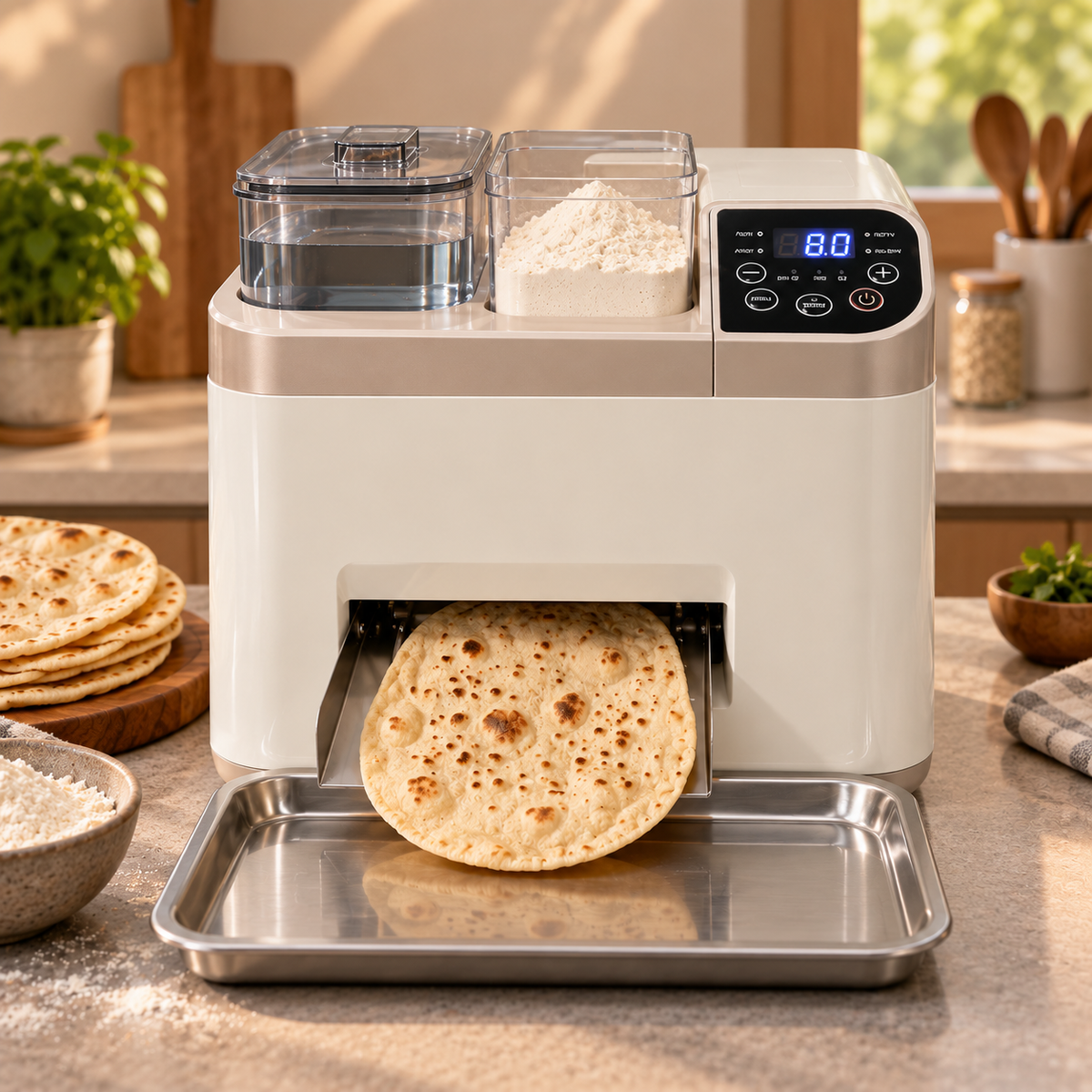 🎃 Automatic Flatbread Maker 🥙 One-Touch Homemade Tortilla, Roti, Pita & Wrap Machine