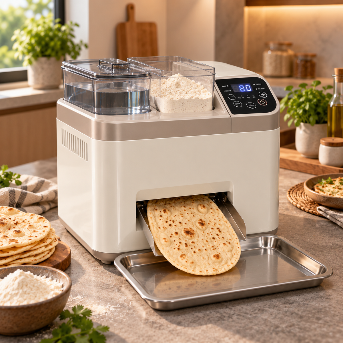 🎃 Automatic Flatbread Maker 🥙 One-Touch Homemade Tortilla, Roti, Pita & Wrap Machine
