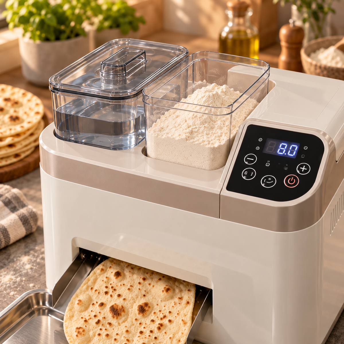 🎃 Automatic Flatbread Maker 🥙 One-Touch Homemade Tortilla, Roti, Pita & Wrap Machine