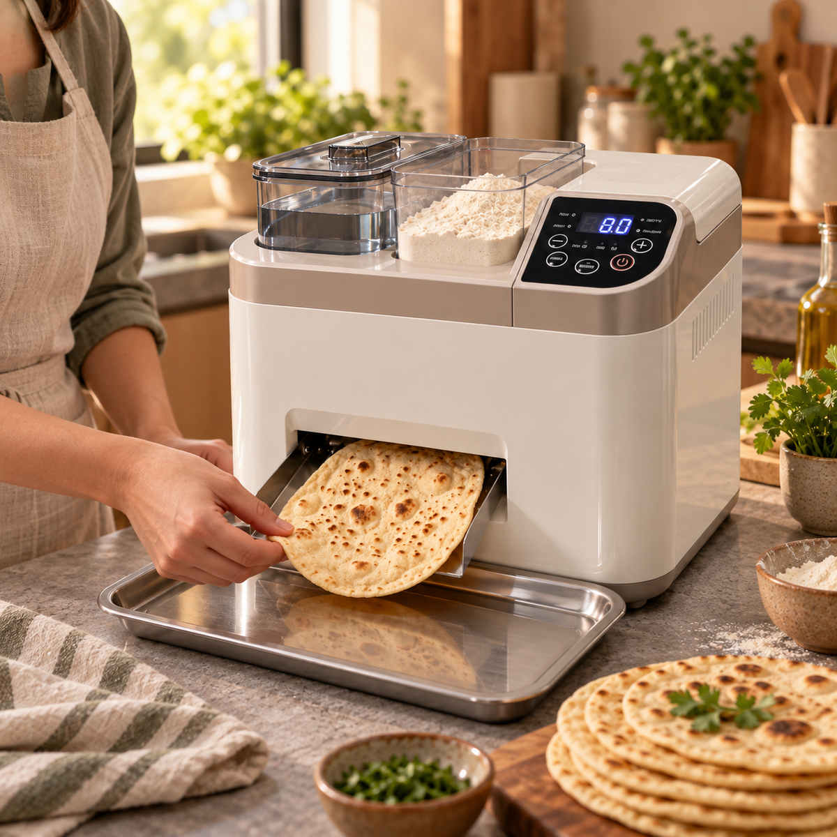 🎃 Automatic Flatbread Maker 🥙 One-Touch Homemade Tortilla, Roti, Pita & Wrap Machine
