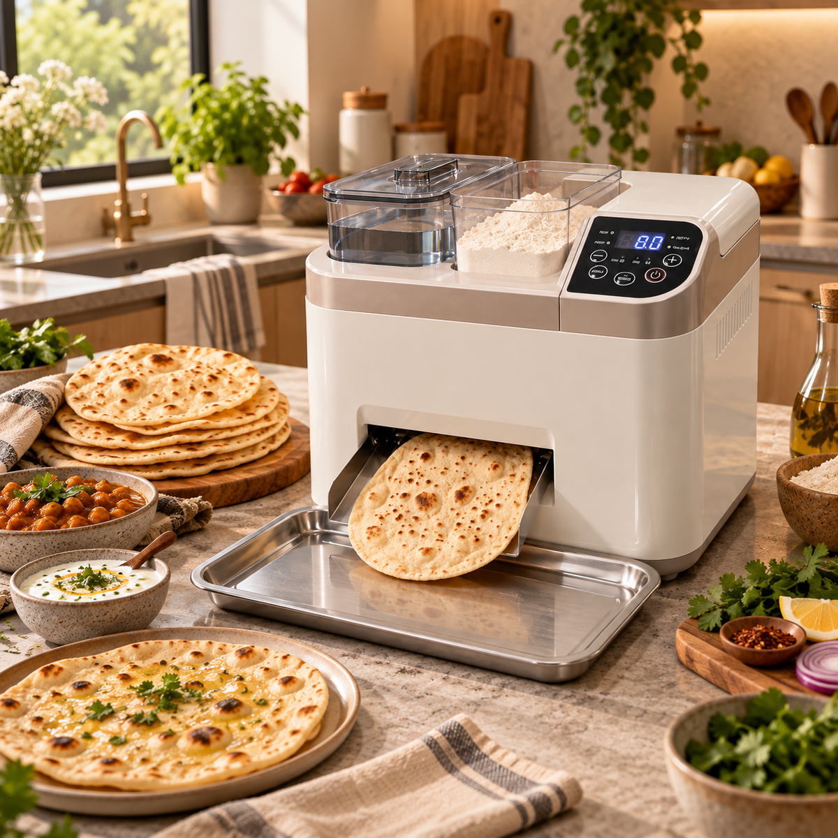 🎃 Automatic Flatbread Maker 🥙 One-Touch Homemade Tortilla, Roti, Pita & Wrap Machine